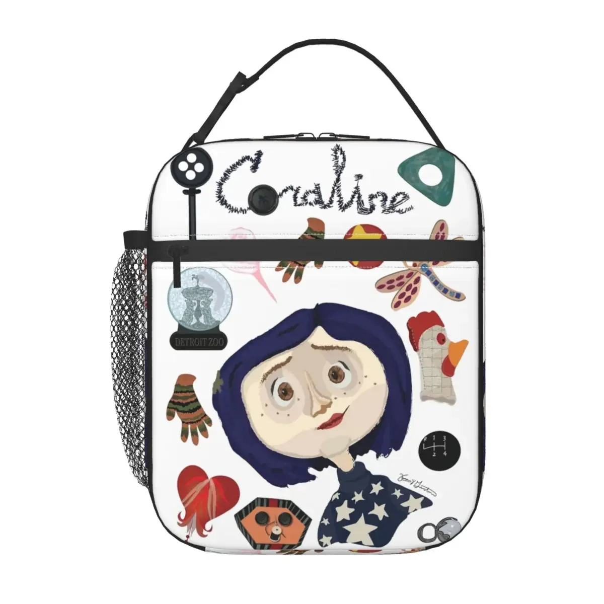 Coralines Jones Feeling Blue Merch borsa per il pranzo isolata borsa per la conservazione degli alimenti con pellicola di animazione Vintage scatola