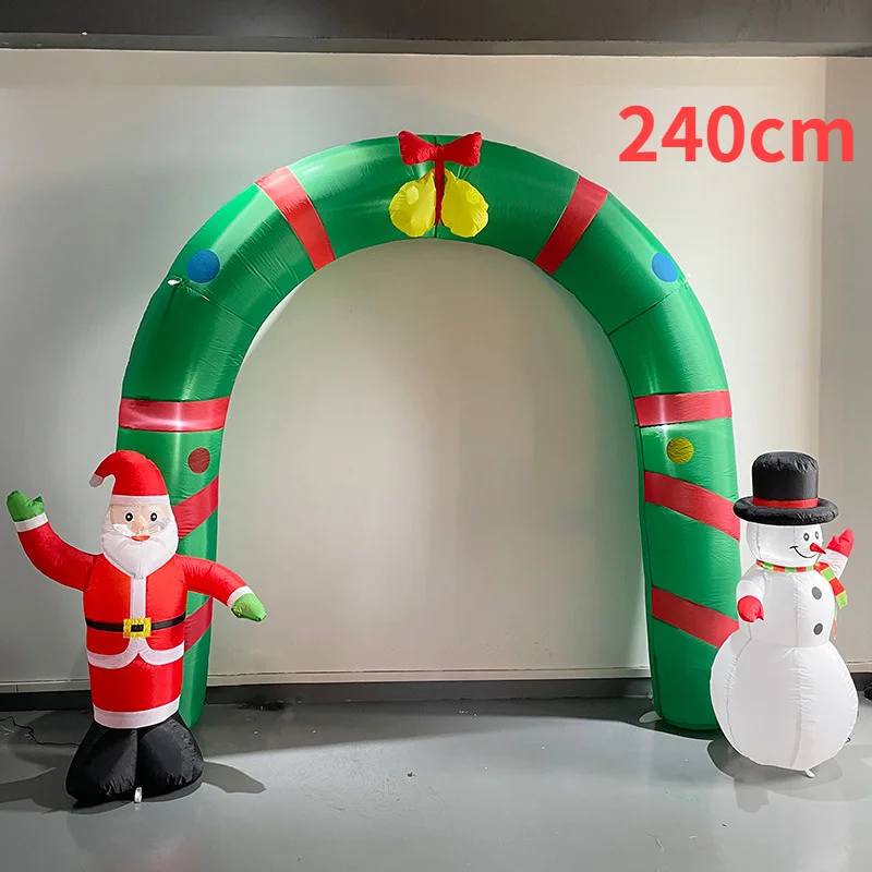 Giant Outdoor Christmas Inflatable Decorations , Santa Claus Snowman  Archway Inflatable Model Built-in LED Light Christmas Tree