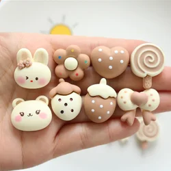 10PCS Beige Coffee Series Resin Flatback Cabochons For Hairpin Phone Case Scrapbooking DIY Jewelry Craft Decoration Accessories