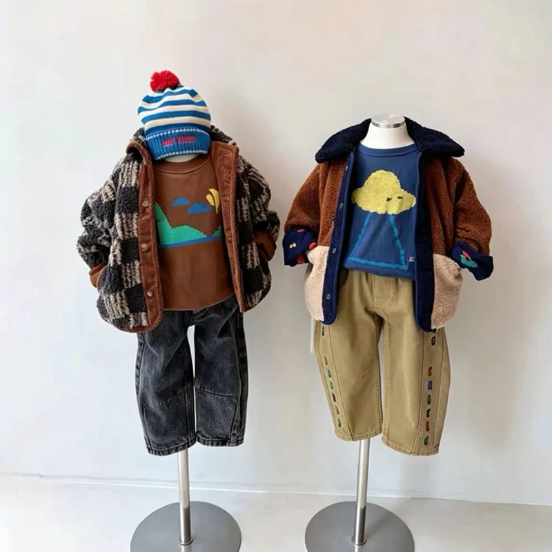 Pre-sale(Ship in Oct.) 2026 BC Autumn Girls Patchwork Sweatshirts Baby Boys Clothes Jackets for Kids Sweatshirt & Pants Set