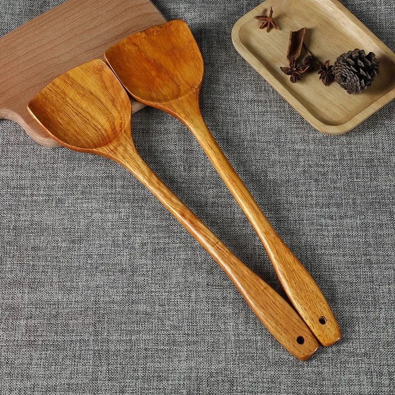 

Bamboo and Wood Spatula Chinese Kitchen Spatula 39cm Non-Stick Long-Handle Wooden Spatula Kitchen Cooking Tool