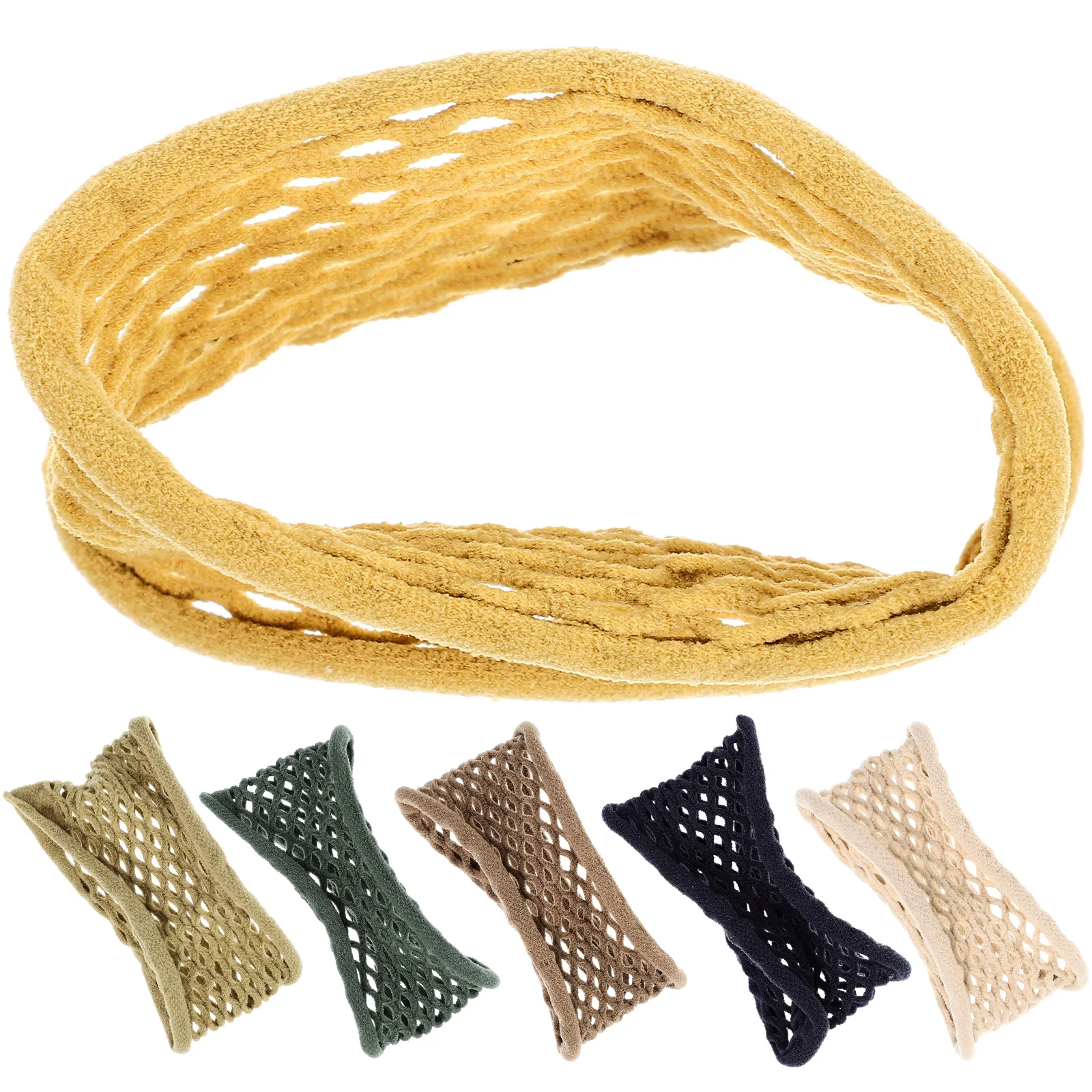 

6 Pcs Wide Edge Towel Ring Ropes Ponytail Cuff Ties Hair Accessories for Women Thick Long Hair Elastic Nylon Stretch Bands