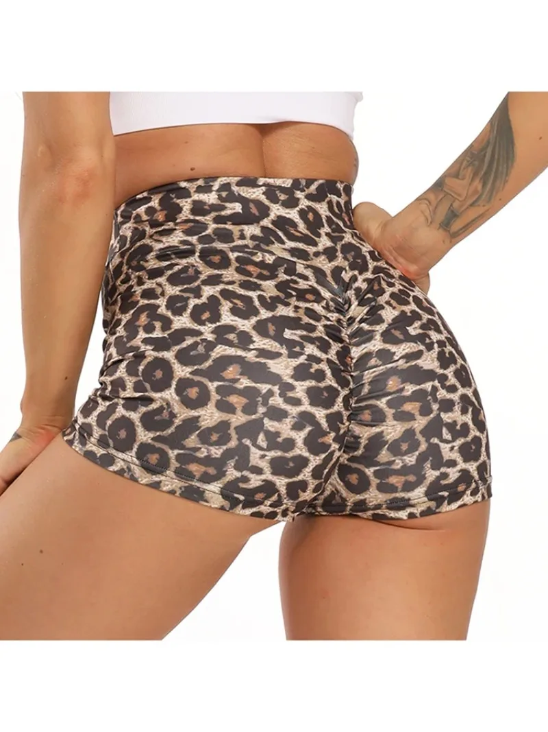 Sexy Booty Shorts Women Quick Drying Push Up Femme Shorts High Waist Workout Gym Shorts Stripe Leopard Fitness Running