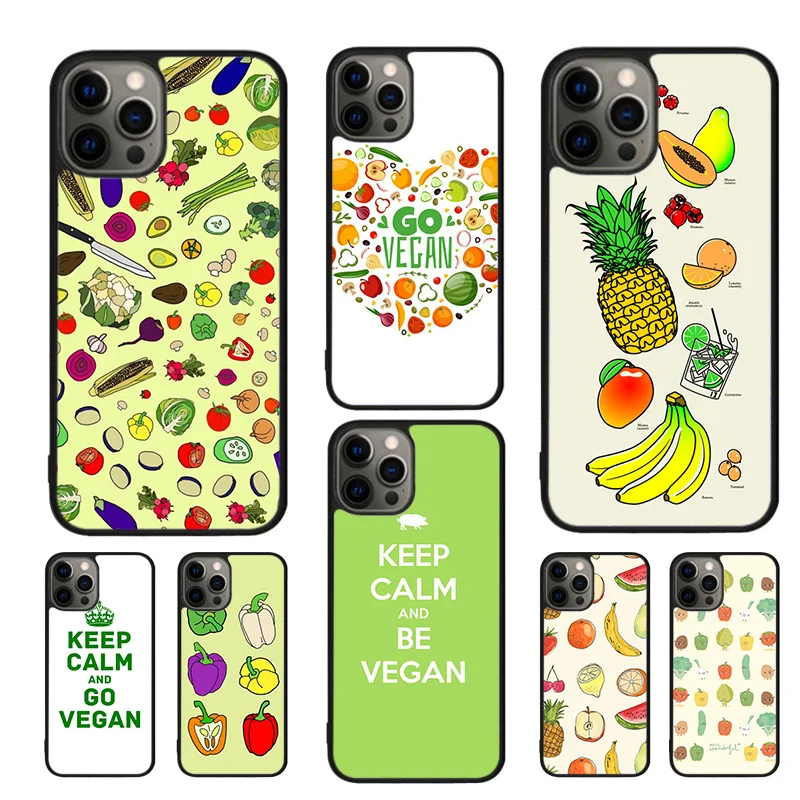 Vegetarian GO VEGAN LOVE VEGGIE Phone Case For iPhone 16 15 14 11 12 13 mini Pro  XR XS MAX Plus coque Cover Shell