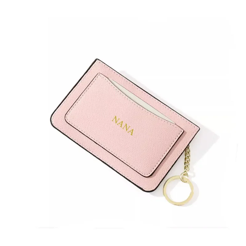 

Minimalist Ultra Thin Zipper Women's Card Bag for Multiple Card Positions Key Chain Zipper Small Card Holder Wallet Tarjetero