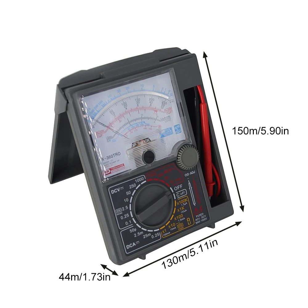 Imagem -03 - Analógico Multímetro com Sonda de Teste ac dc Tensão Atual Ponteiro Multi Meter Tester Diodo de Alta Precisão Ohm Tester Yx360trd