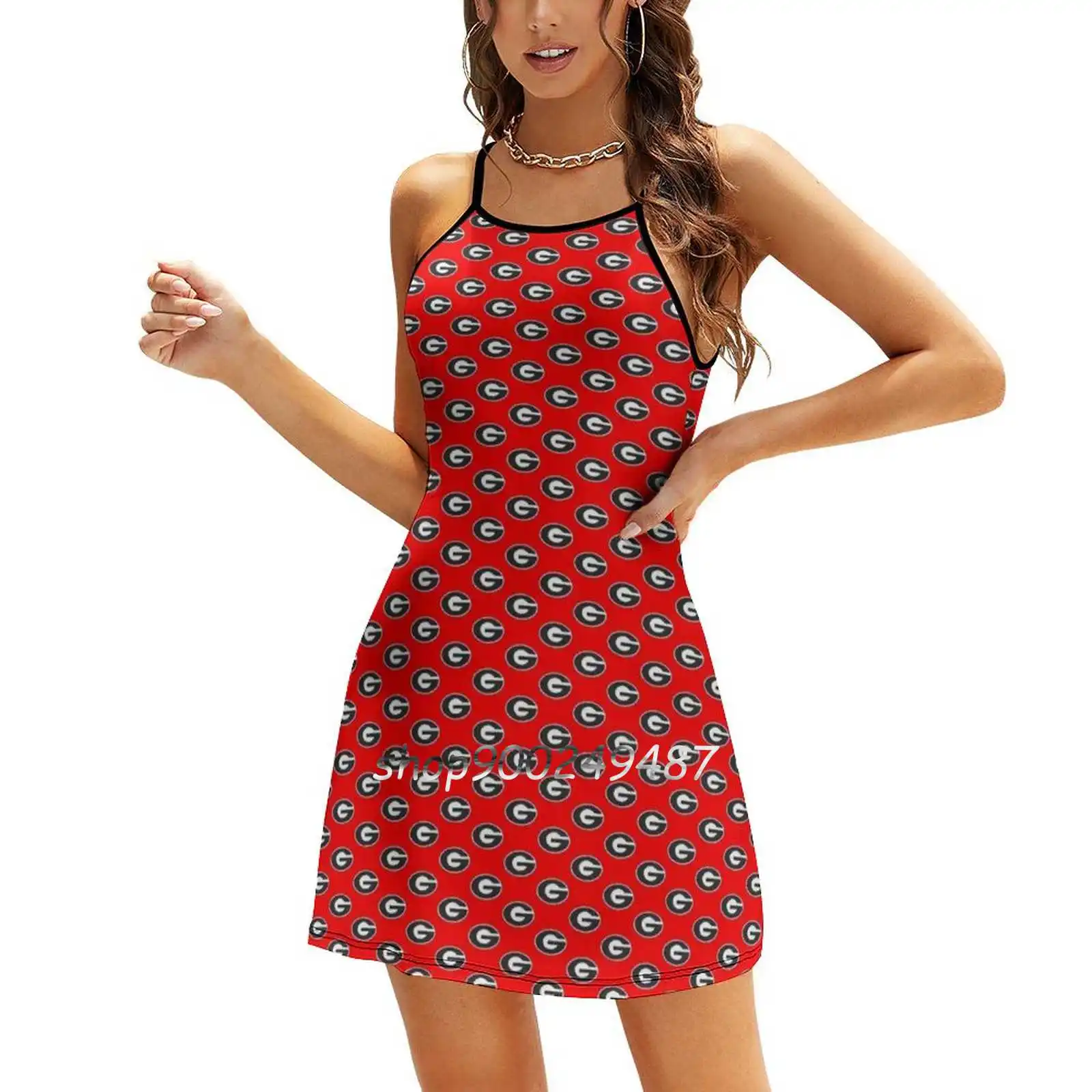 G Sweetheart Knot Flared Dress Fashion Design Large Size Loose Dress Womens Georgia Lady Bulldogs Basketball Fans Logo Club