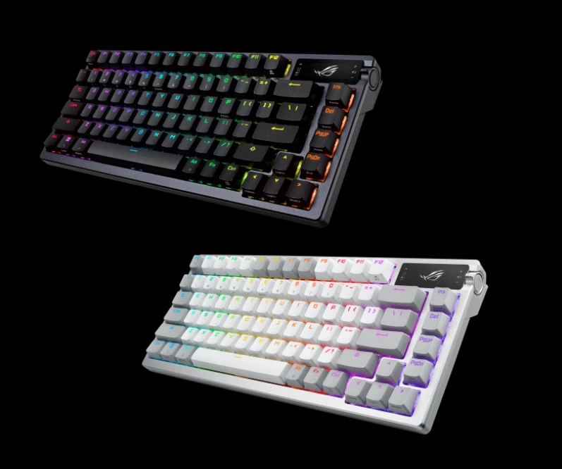 New ROG Azoth 75 Keyboard Hot-swappable Pre-lubed Tri-mode Connection With 2.4 GHz SpeedNova OLED Display With Control Knob