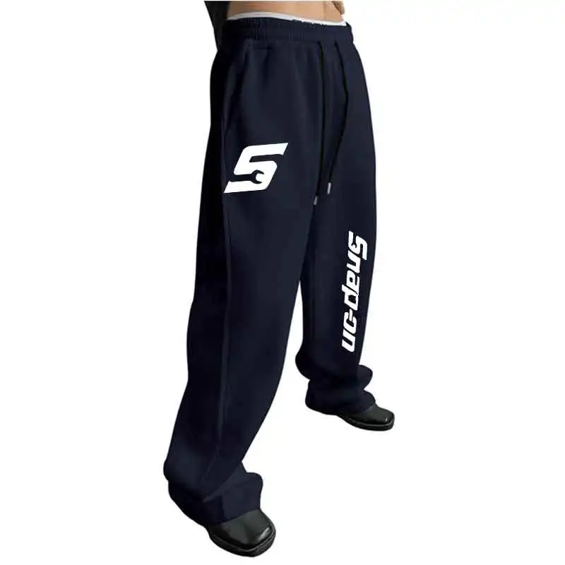 

Новые спортивные брюки с принтом для мужчин 2026, модные универсальные мужские теплые брюки, свободные брюки, весенне-осенние повседневные брюки, спортивные штаны