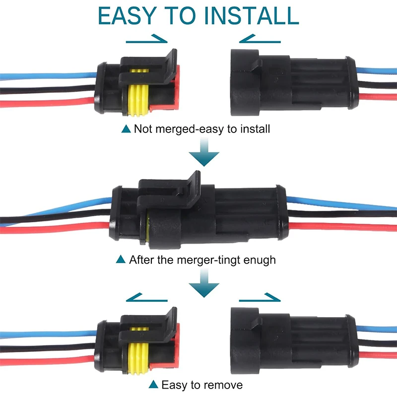 10 pairs 3Pin Way Car Waterproof Connector 16 AWG Electrical Connectors Quick Disconnect Automotive Wire Connectors Marine