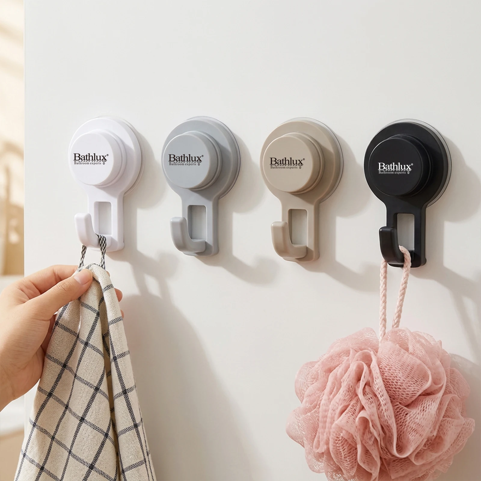 White Strong Vacuum Suction Cup Hooks Traceless No-Drilling Hangers for Bathroom Kitchen Door Back Toilet Area Strong Hold Hooks