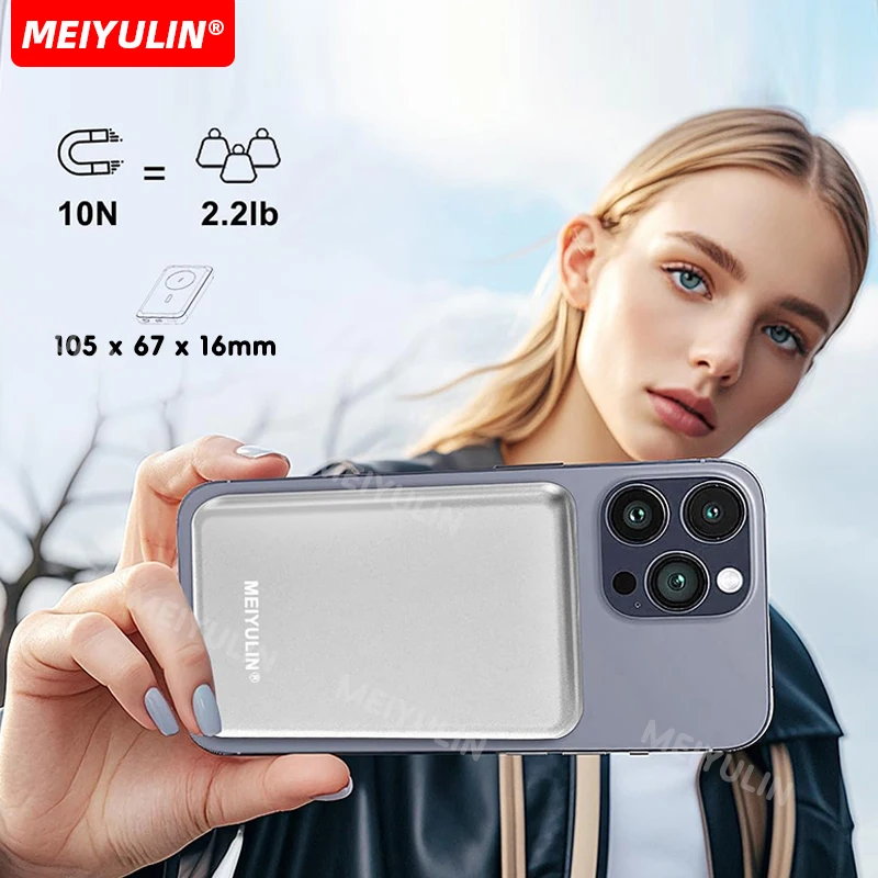 10000mAh Magnetic Wireless Power Bank Portable USB C Fast Charging Universal External Spare Battery For iPhone 16 Samsung Xiaomi