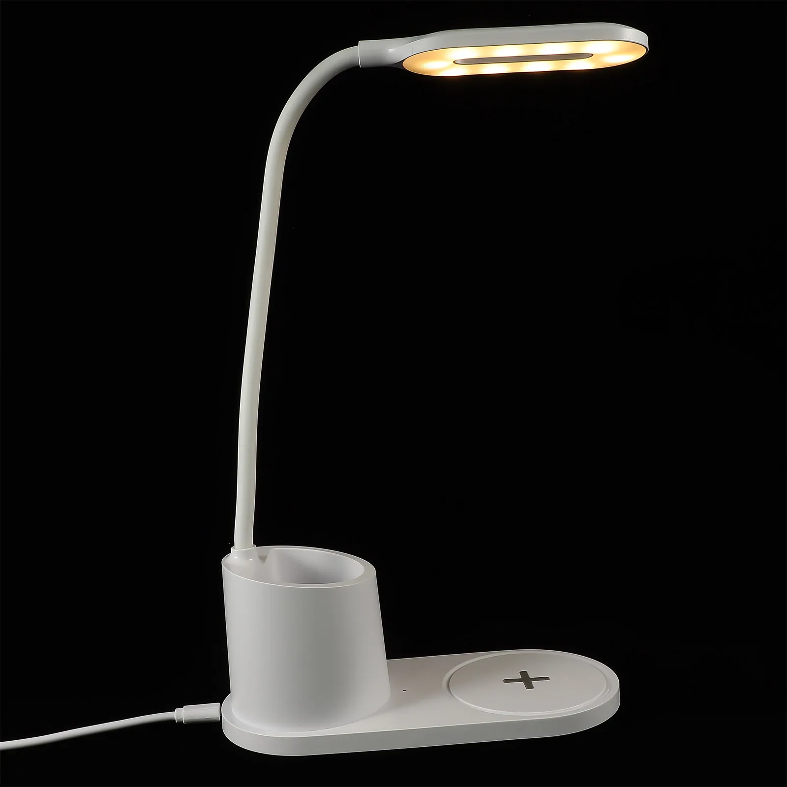 

Rechargeable Desk White Student Pen Table Lamp Holder Light 3 Pen Holder Light Brightness Levels Adjustable Angle Portable