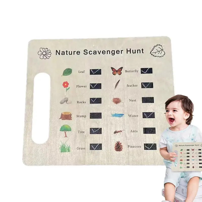 Wooden Nature Scavenger Board Wooden Nature Treasure Hunt Game Find And Seek Camping Games Party Games Outdoor Toys For Kids And