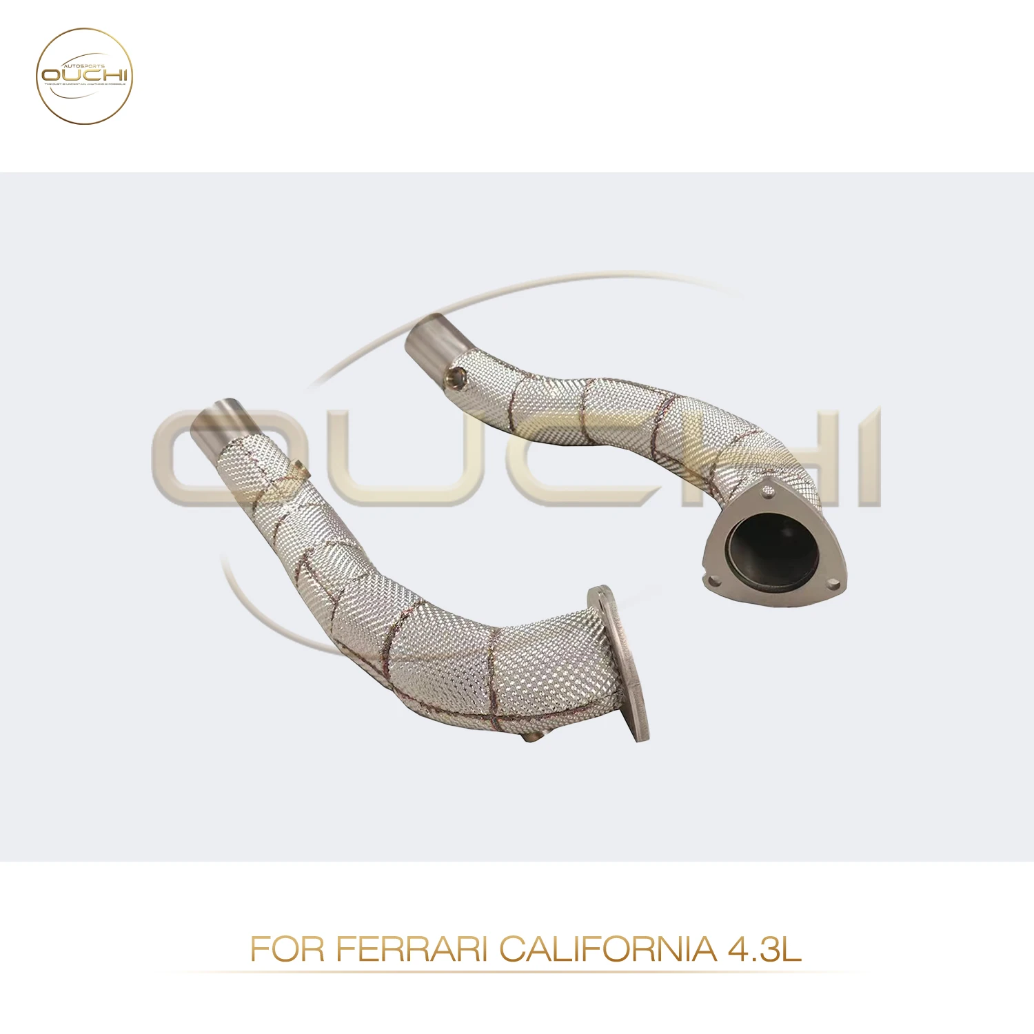 OUCHI Exhaust System High Flow Performance Downpipe for Ferrari California 4.3L Catted Catless Pipe With Heat Shield