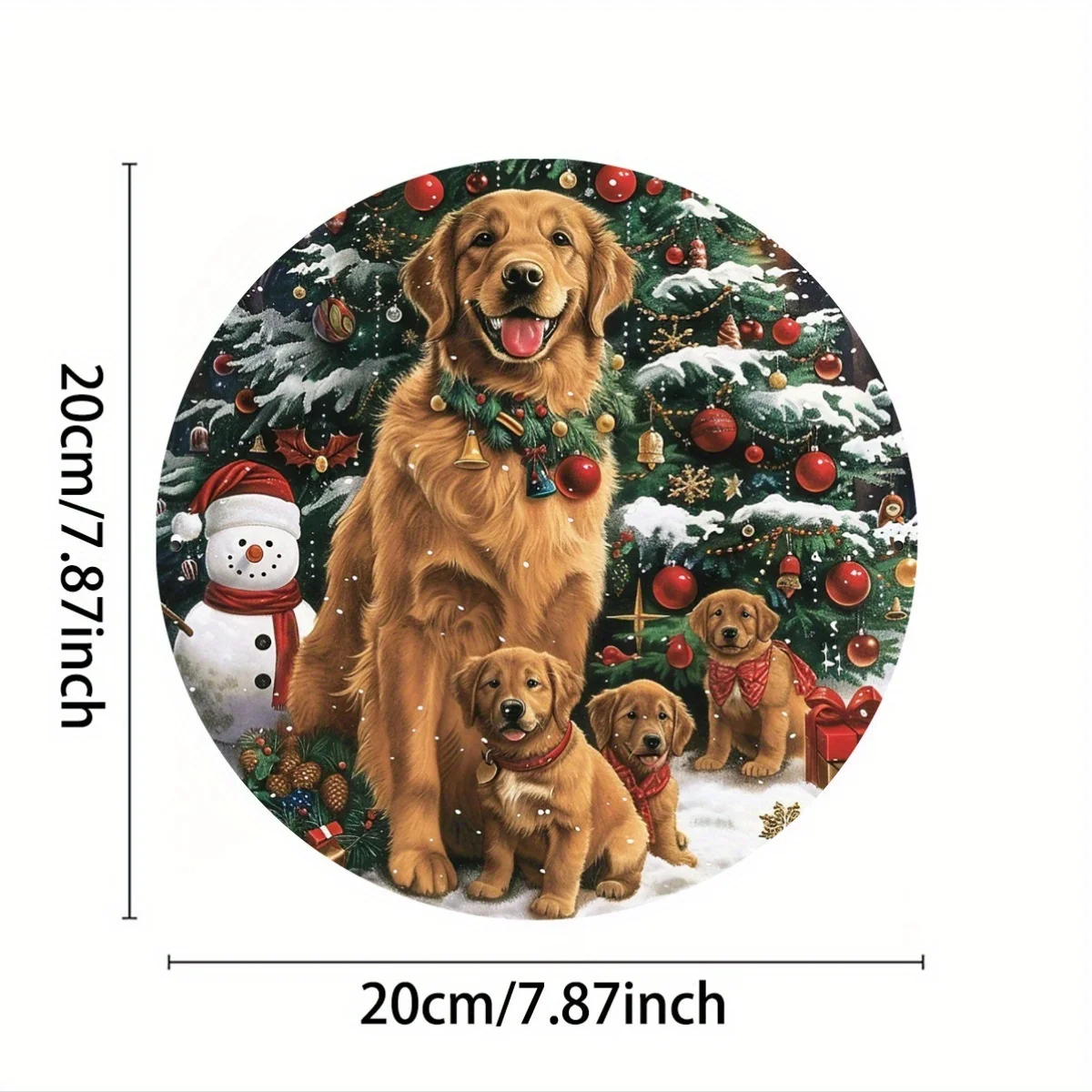 Golden Retriever Christmas: A Vintage Round Metal Aluminum Sign for Warm Companionship During The Holiday Season, an Ideal Choic