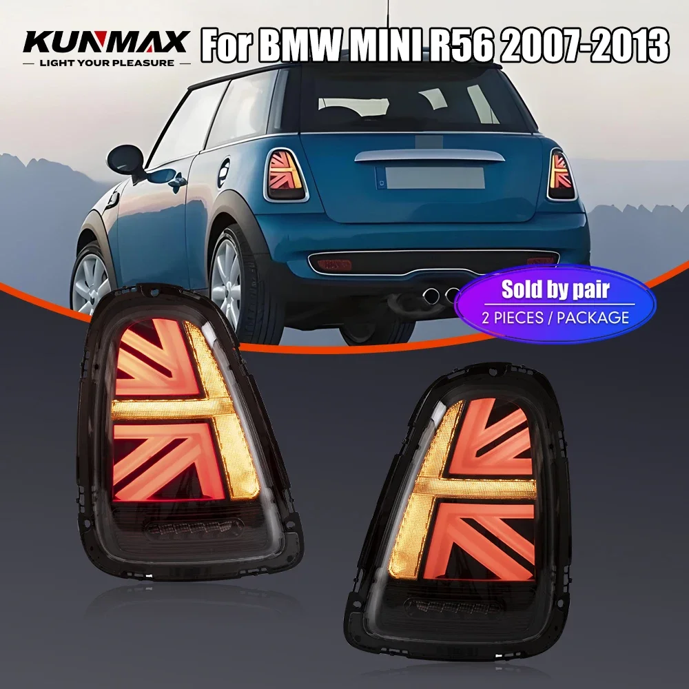 BMW MINI R56 2007-2013用LEDテールライトペア、DRL、リバース、ブレーキ、ターンシグナル、プラグアンドプレイ、車リアテールライトアセンブリ
