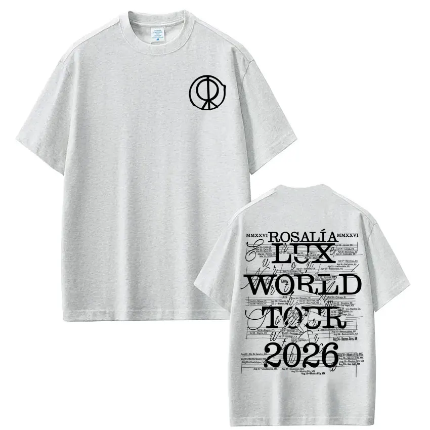 Singer Rosalia Lux Album 2026 Tour Print Tshirt Men Women Fashion T-shirt Short-sleeved Casual Cotton Harajuku Comfort T-shirts