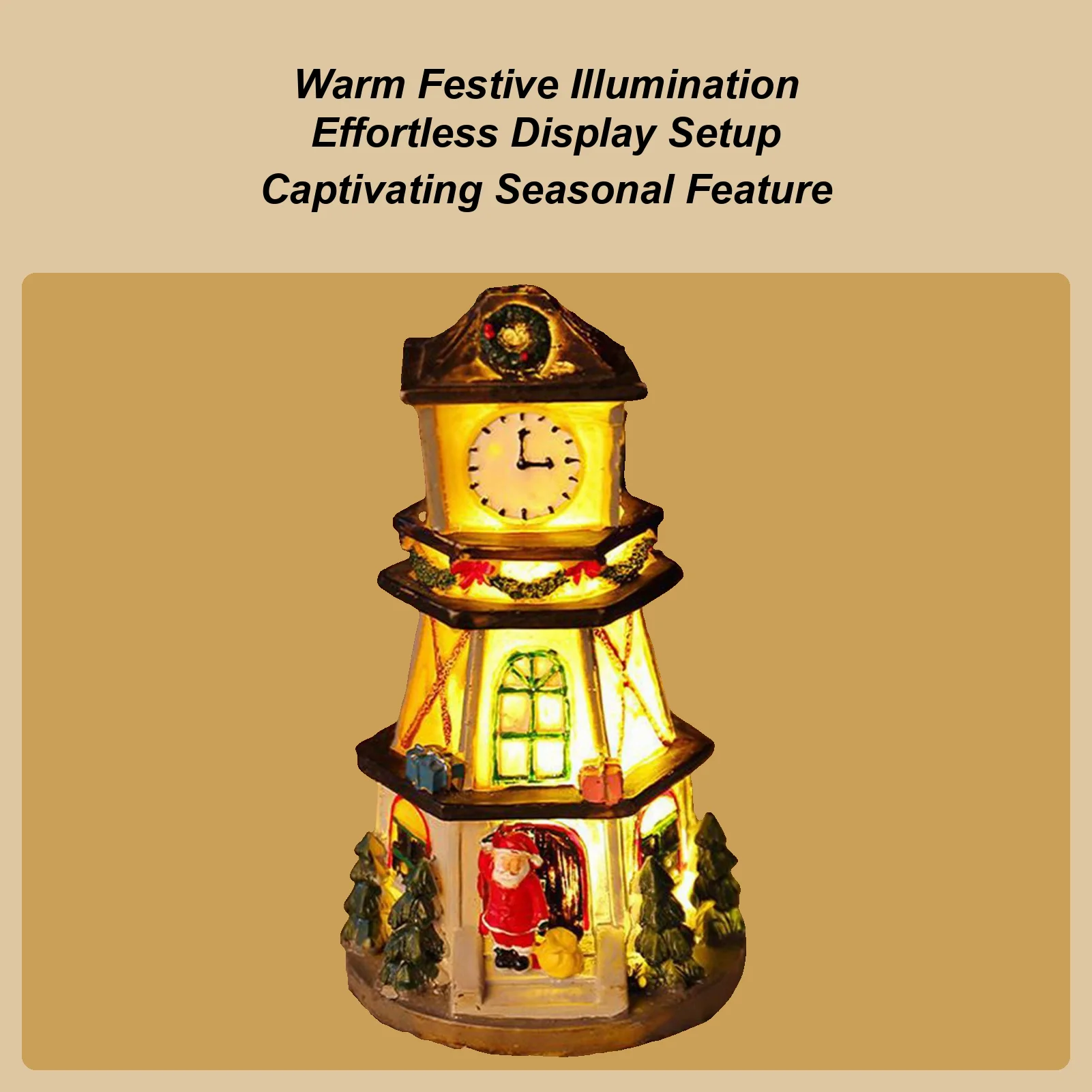 

Christmas Village Lighted LED Resin Village Ornament Christmas Table Centerpiece For Family Gathering Window Display