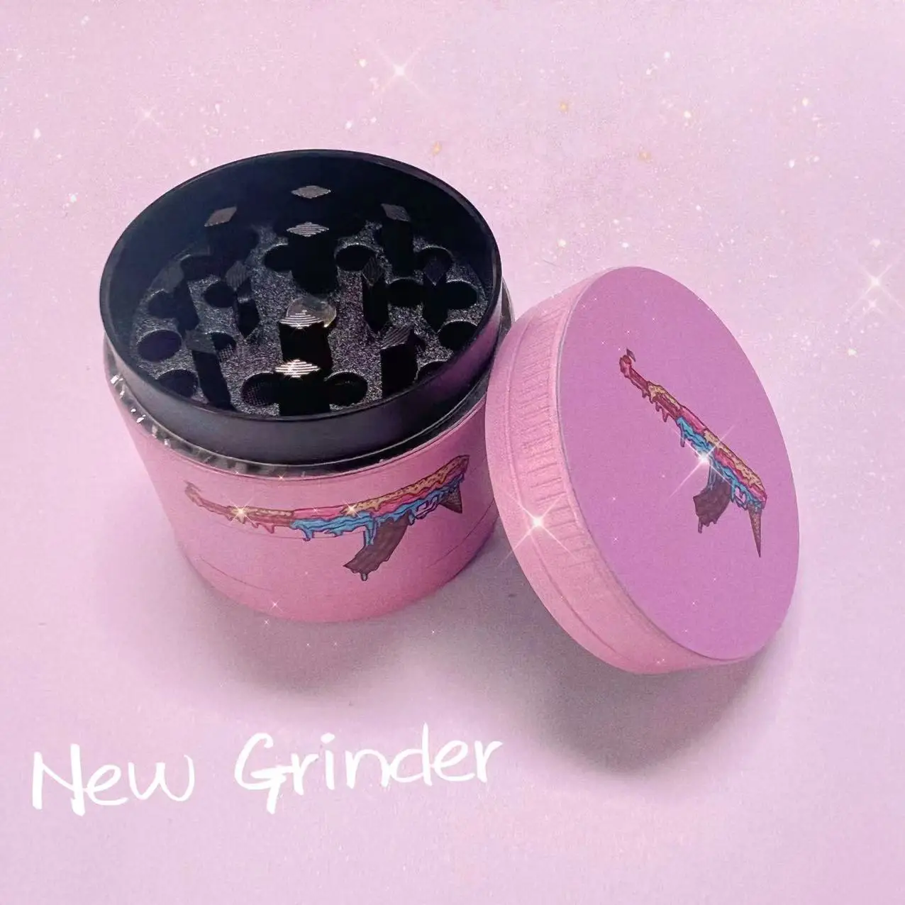 2022 NEW Pink Grinder Machine 4 Layers Grass Spice Grinder Grinders Manual DIY Tools Accessories Custom Logo Drop Shipping