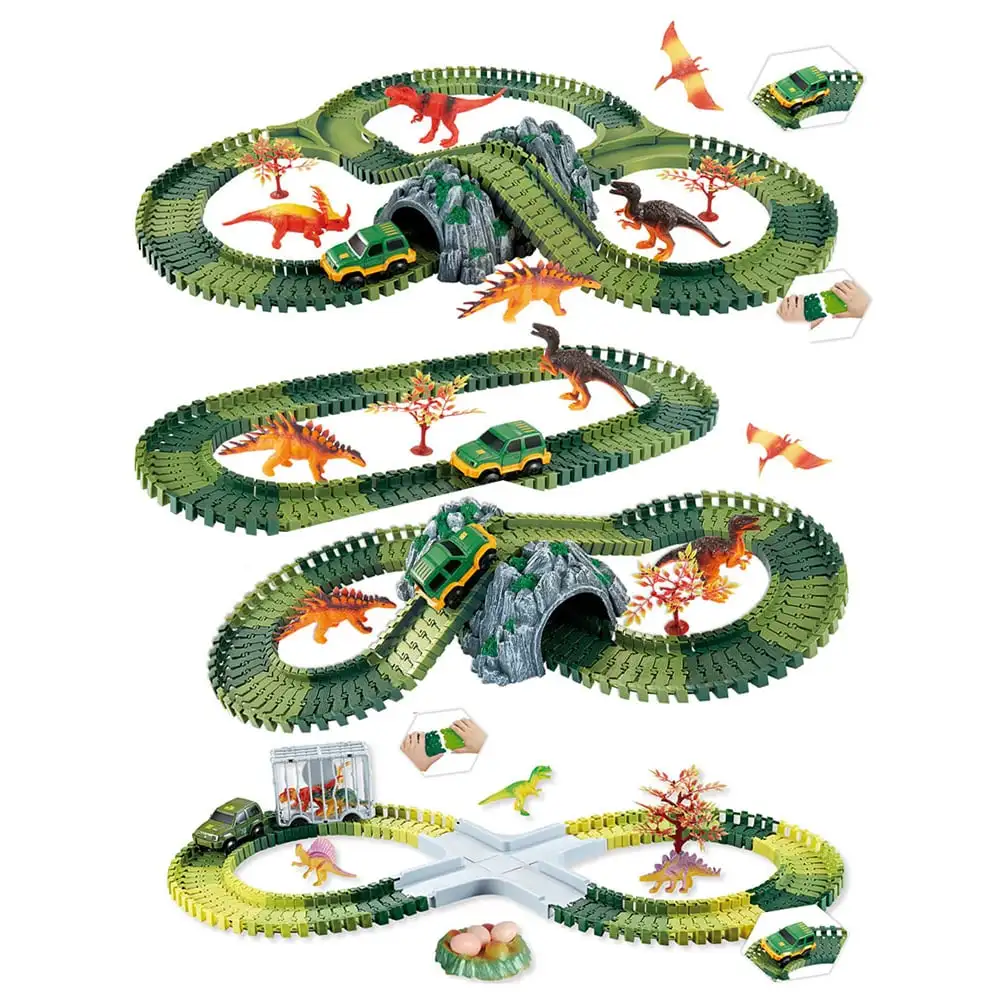 Magic Glowing Race Cars, Police Jeep Electric Toys, LED Race Track Set, Kids Car Parts, Birthday Gift for Boys & Girls