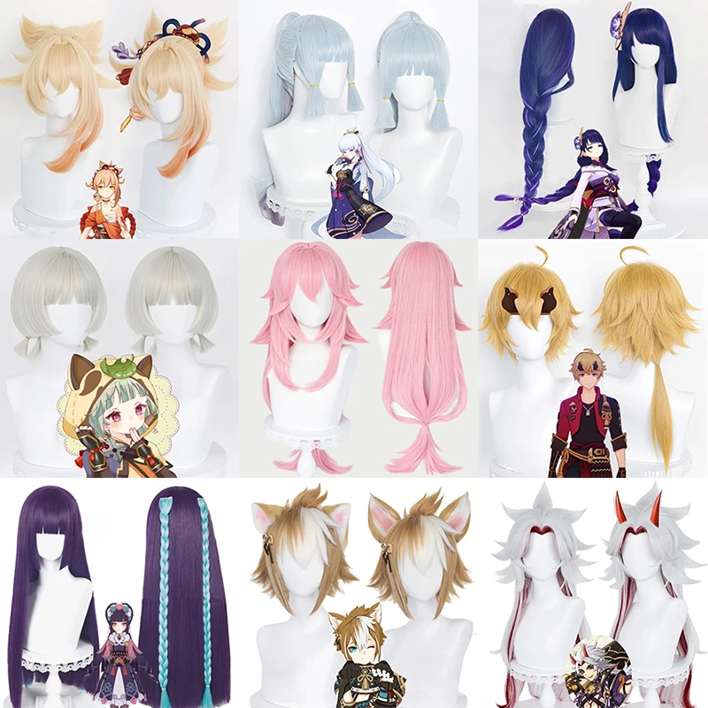 Genshin Impact Venti Yae Guuji Thoma Kokomi Sayu Yoimiya Shogun Kujou Sara Gorou Yun Jin Kamisato Ayaka Arataki Itto Cosplay Wig