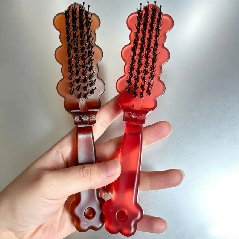 Foldable Bristle Comb Anti-Static Tangle-Free Portable Hair Styling Tool for Men Women Travel Home Use