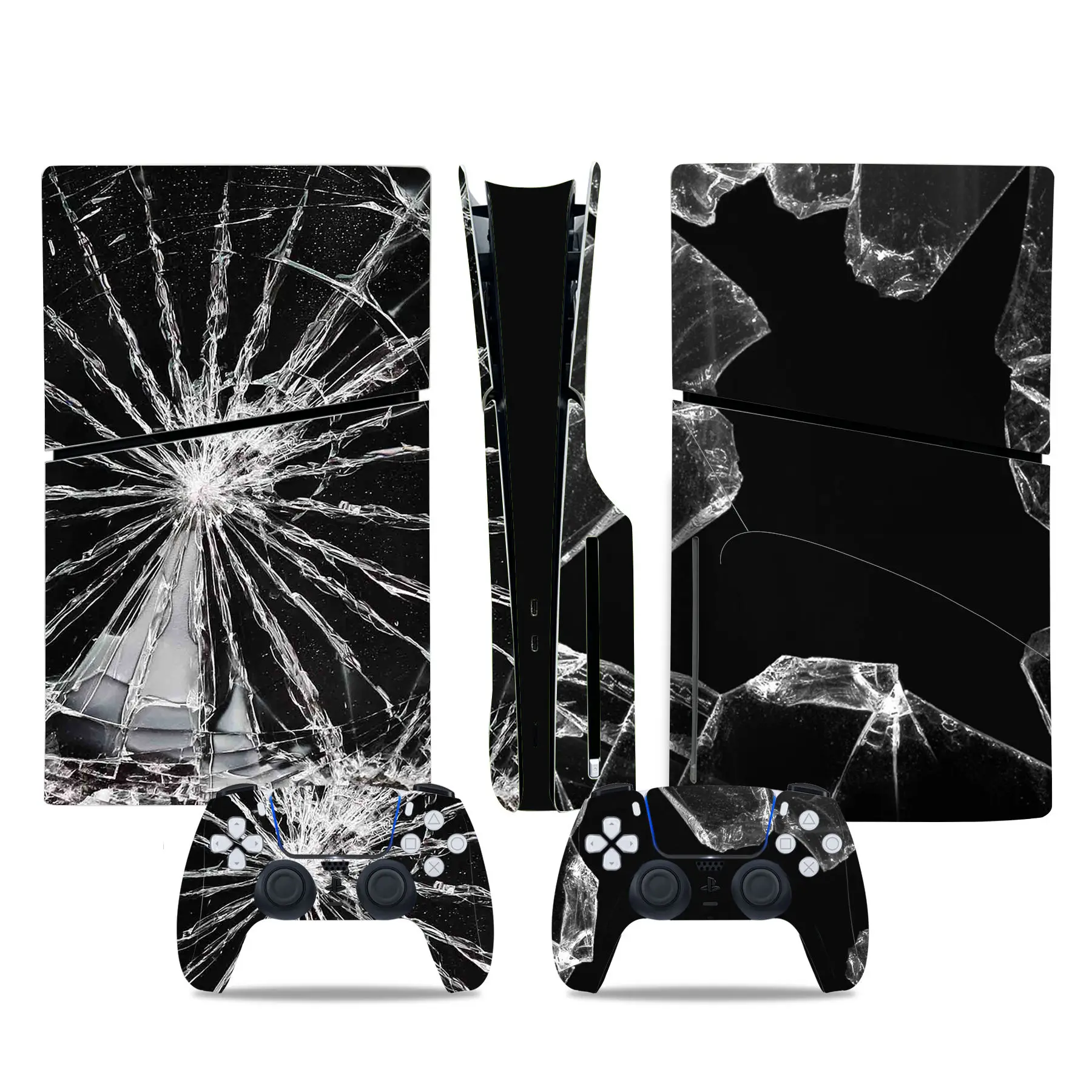 FOR PS5 Slim Disc Skin Sticker Geometry Protective Vinyl Wrap Cover Full Set for PS5 Slim Disc Console and 2 Controllers