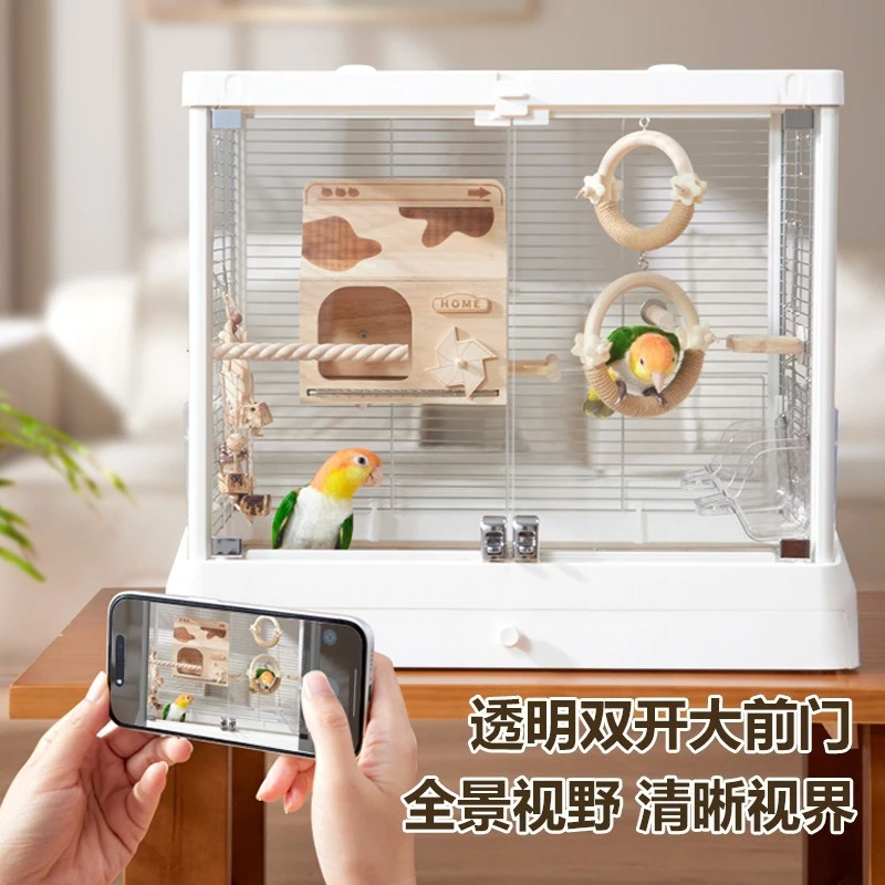 High transparent 304 stainless steel bird cage, villa home large parrot cage c