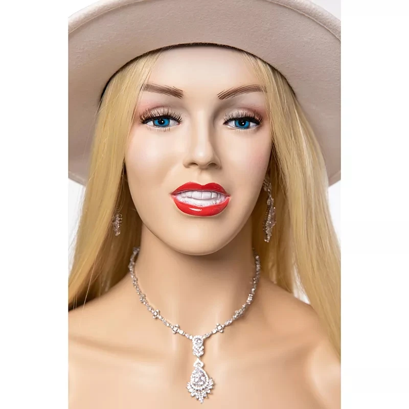 H12 Female Mannequin Head with Shoulder for Hat Display Manikin Head with Shoulder for Wig Jewelry Makeup Display