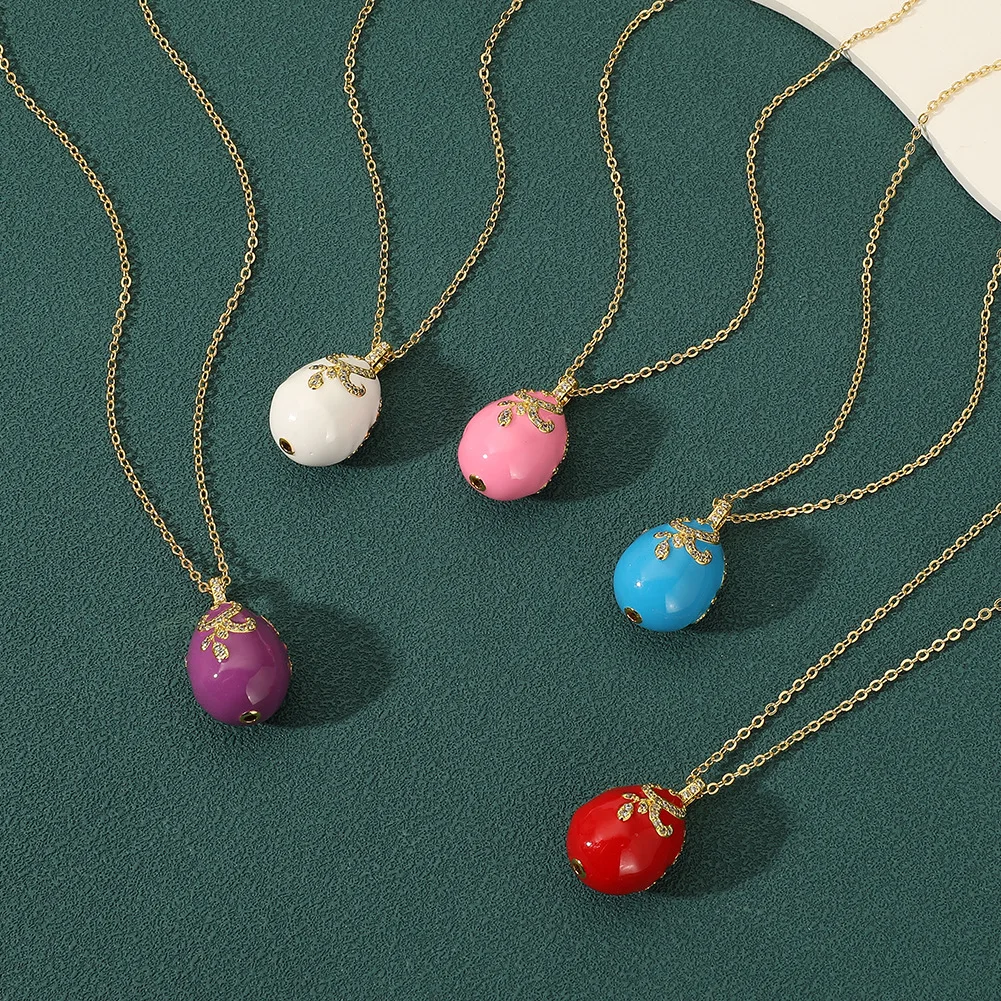 

Vintage Sle Copper Lace Zirconium Egg Pendants Women's Nelace Alloy Material European And American Sle Jewelry Accents