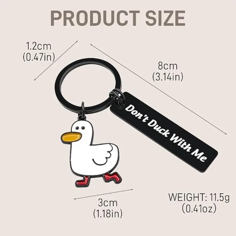 Cartoon Duck Keychain, “Don’t Duck with Me” Metal Keyring, Duck Lovers Gift Present for Boyfriend Husband Girlfriend Couple