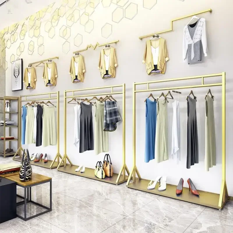 Factory New Clothing Store Display Rack Floor Hanger Women's Clothing Shelf Wrought Iron Nakajima Display Rack