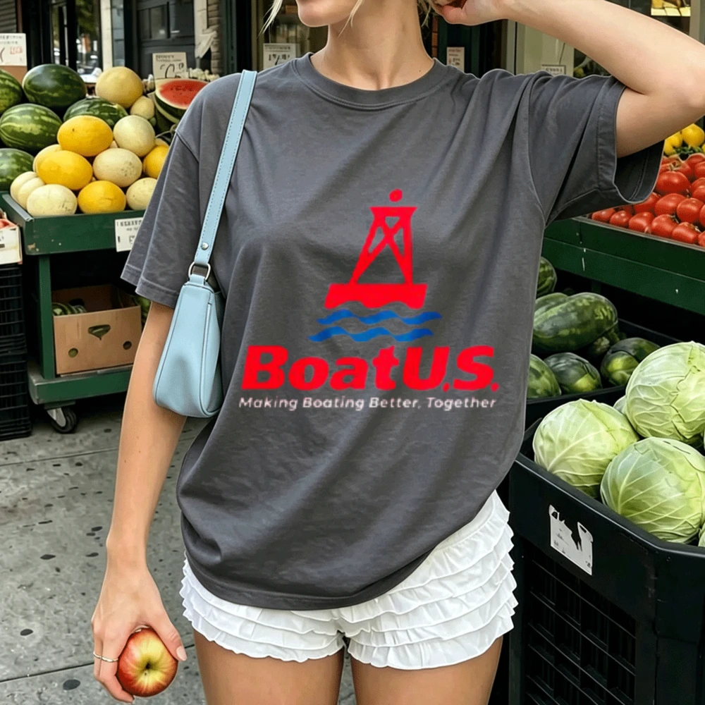 BoatU.S. Making Boating Better Together Graphic T‑Shirt Women Cotton O‑Neck Tees Boating Marine Lovers Novelty Casual Daily Tops