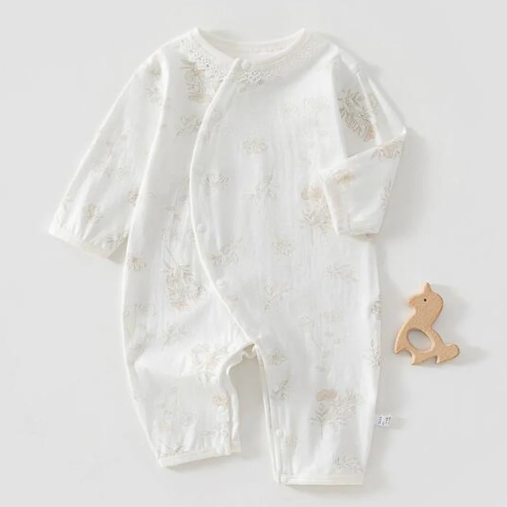 Baby Girl Summer Clothing Three Quarter Baby Romper Cotton Floral Thin Air Conditioning Clothing Daily Infant Jumpsuit