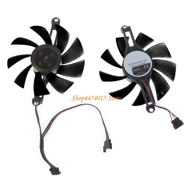 

K1AA GPU Coolers Fan 4 Pin VGA Fan Graphics Card Cooling for Radeon RX 580 RX5500 XT