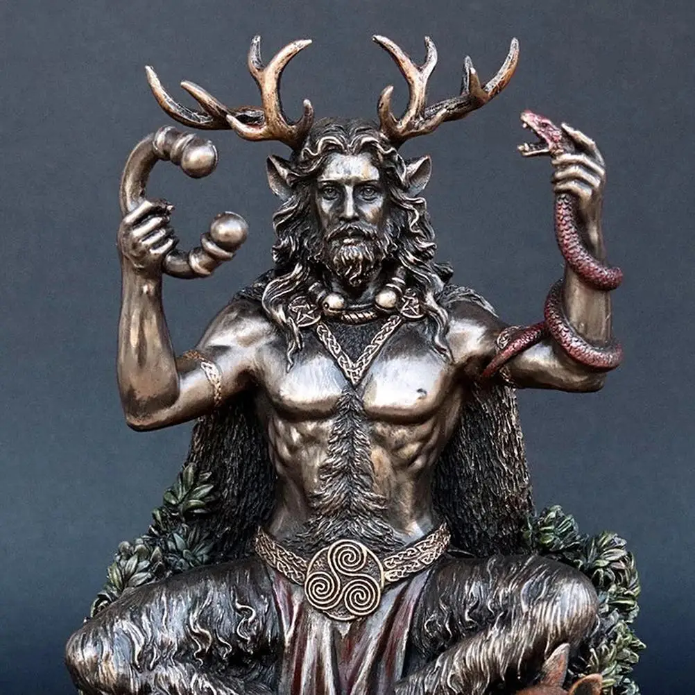 

Resin Craft Garden Decoration Cernunnos Sitting Statue Sculpture Celtic God Figure Underworld Statue For Home Yard Decoration