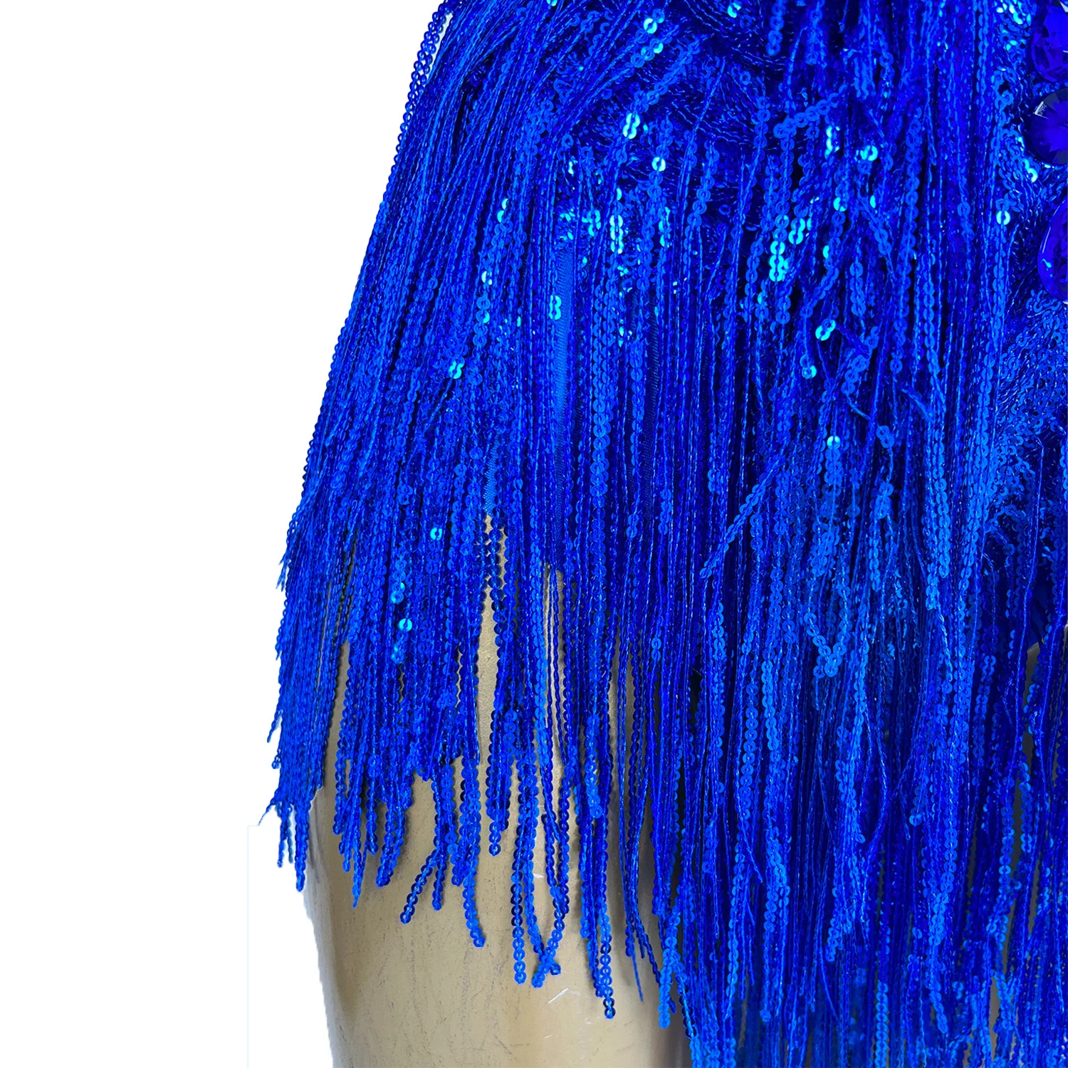 Shuye Royal Blue Fringed Latin Dance Talent Performance Suit Female Group Backing Dance Leotard Nightclub Performance Jumpsuit