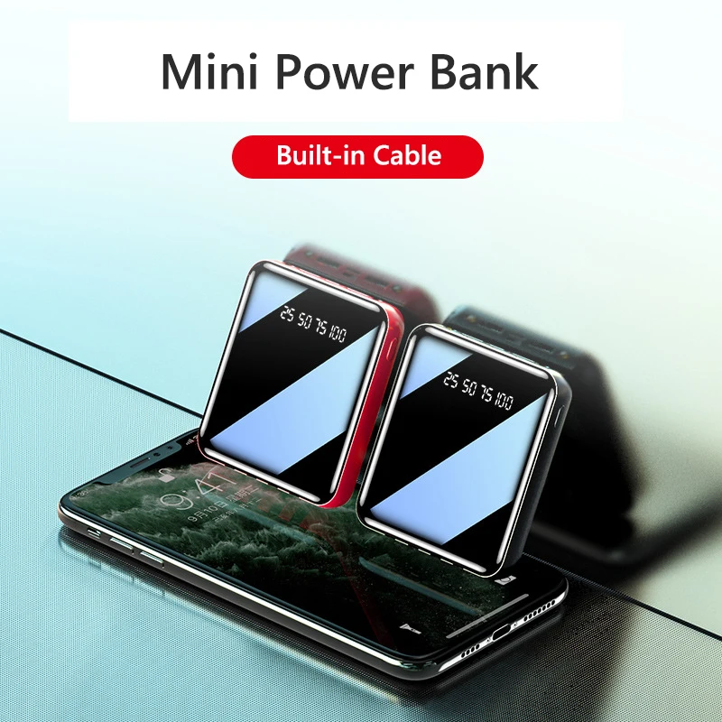 

Мини-банк питания емкостью 20000 мАч с зеркальной отделкой | Сверхкомпактное портативное зарядное устройство | Внешний аккумулятор большой емкости с элегантным дизайном