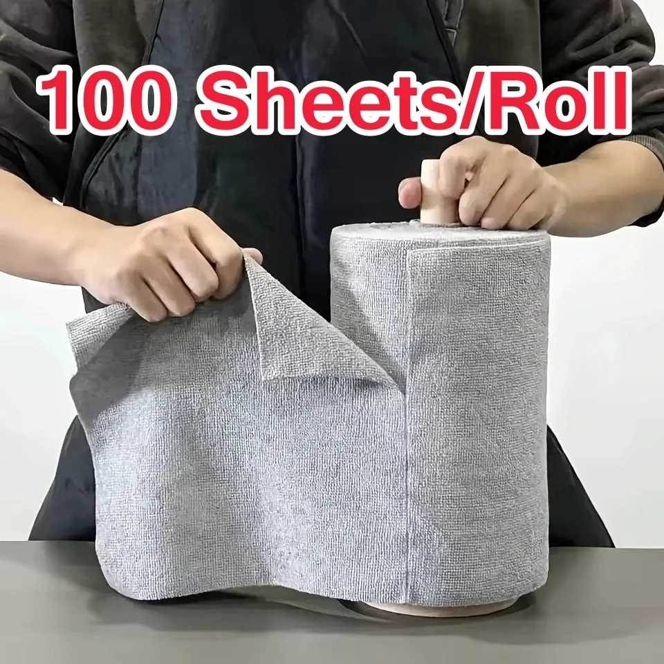Chiffon à vaisselle en microfibre réutilisable double face pour la vaisselle, les ustensiles et les accessoires de cuisine, déchirable à la main