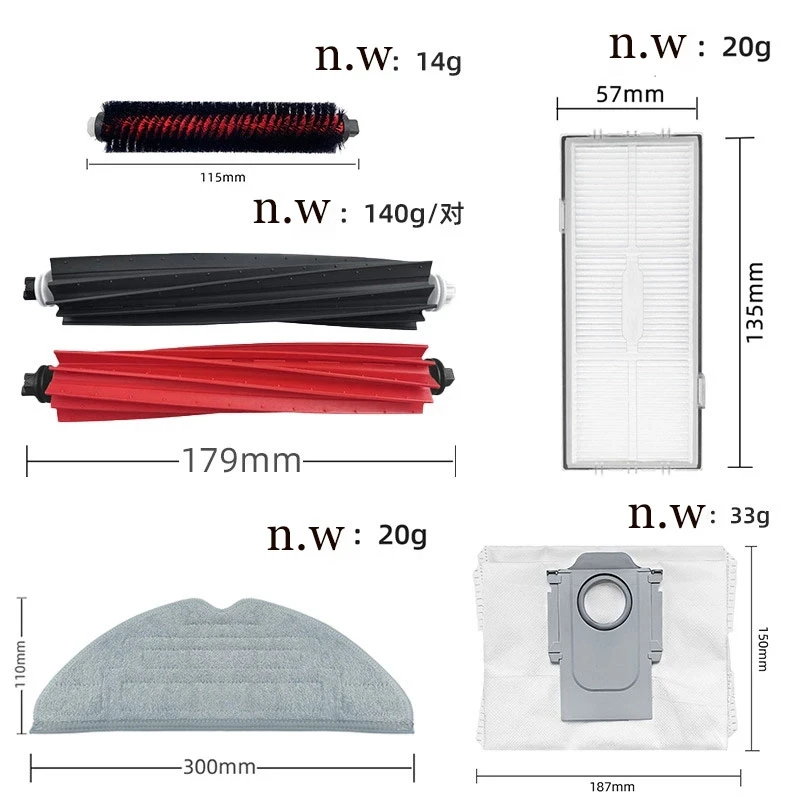 Piezas de Robot aspirador Roborock, accesorios de cepillo lateral principal de silicona de doble rodamiento para S8 / S8 +/Ultra S8 Pro/G20