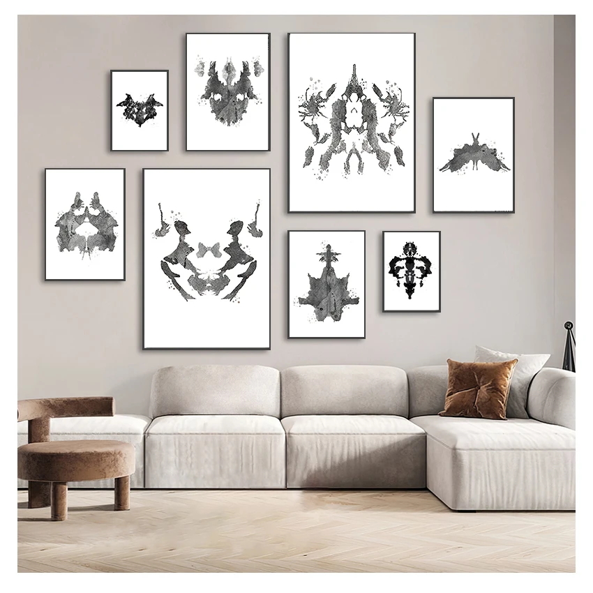 Art Canvas Painting Psychologist Gift Psychological Test Posters and Prints Pictures Clinic Decor Rorschach Test Watercolor Wall