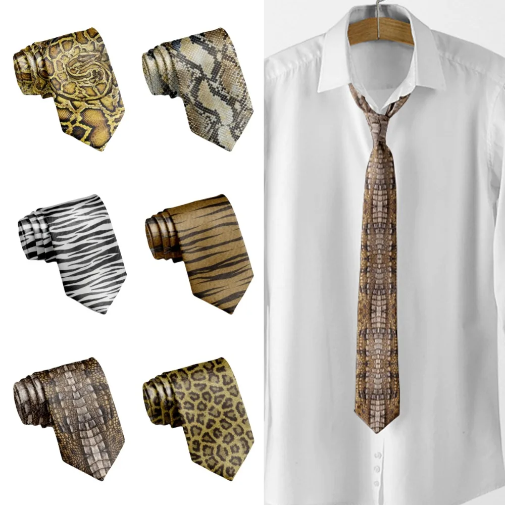 

Fashion 8cm Leopard Print Tie Adjustable Narrow Snakeskin Print Tie Hand Tied Soft Men Necktie Unisex