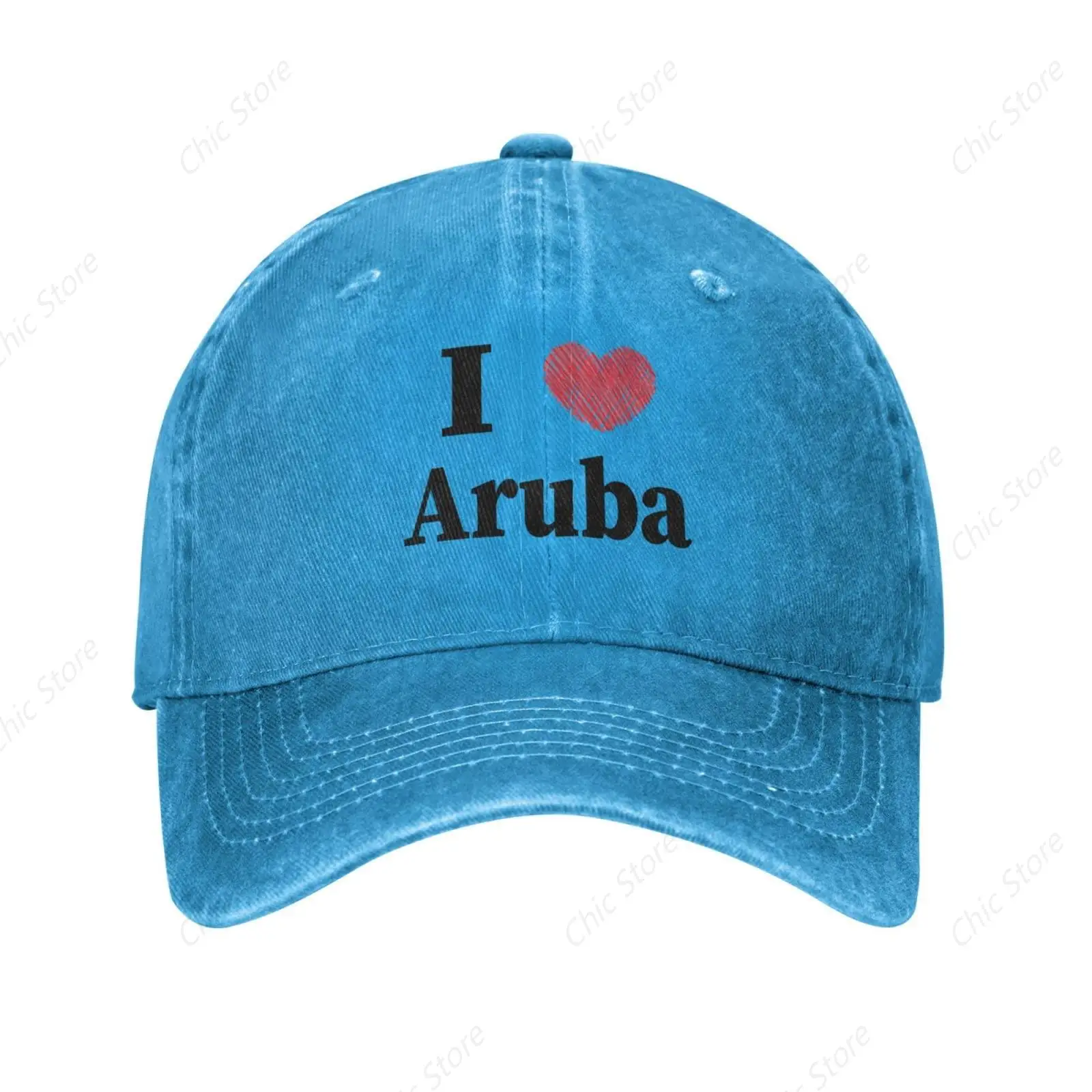 I Love Aruba topi bisbol uniseks, topi Trucker modis dapat diatur Vintage, topi koboi untuk pria dan wanita