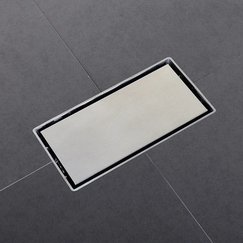 1PC Bathroom Rectangular Invisible Floor Drain 10*20CM Inlaid Tile 304 Stainless Steel Brushed Deodorant Balcony Floor Drain