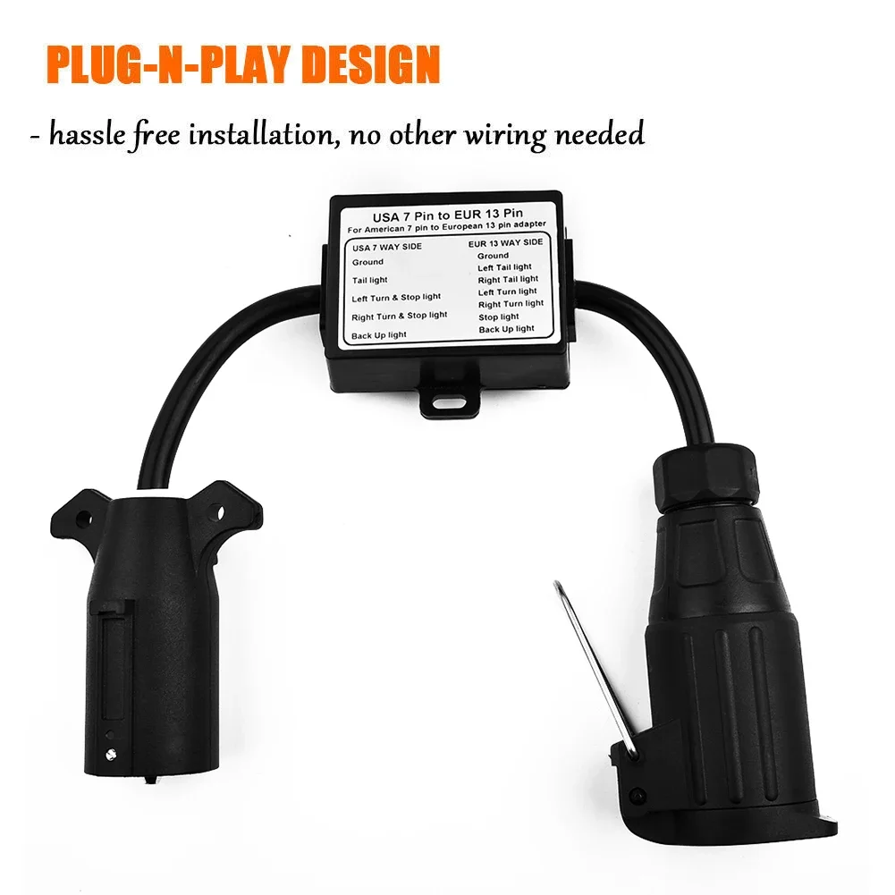 

European Trailer Light Converter for US 7 way Vehicle Adapter, Practical and Reliable Solution for 13 pin Round Connector