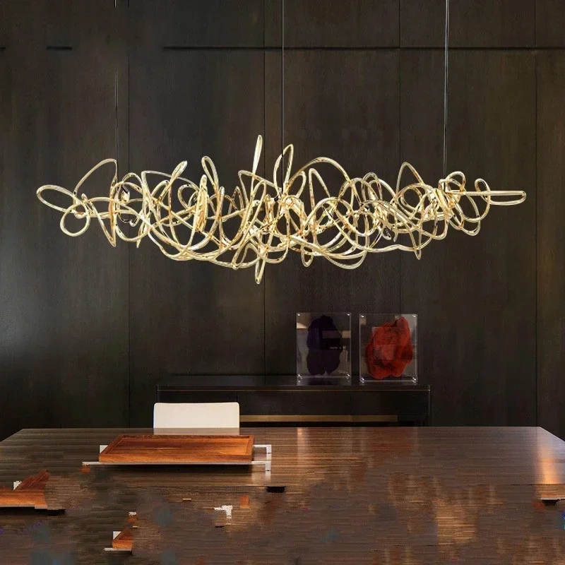 Iron Chandelier Post Modern Interior Dining Room Chaotic Branch LED Decorative Headlight G9 Gold Luxury Chandelier