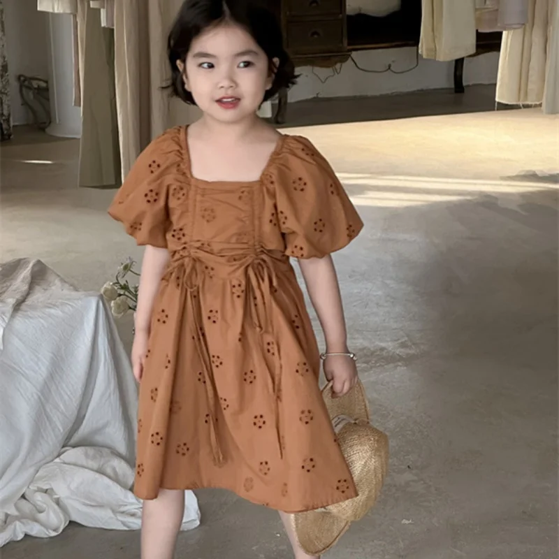 Girl Dress Kids Party Birthday Evening Gown Cotton 2024 In Stock Spring Summer Sport Teenagers Outwear Flower Girl Dress Childre