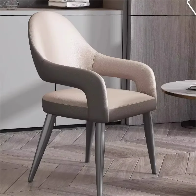 Italian Light Luxury Solid Steel Leather Waterproof Dining Chair Modern Home Comfortable Nordic Hotel Restaurant Leisure