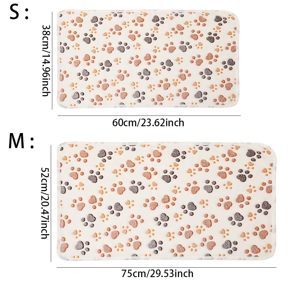Coral Fleece Pet Blanket, Dog Warm Blanket Autumn Winter Dog Mat, Cat Paw Print Thick Pet Blanket, 4-Season Cat Dog Blanket, 1PC view 2